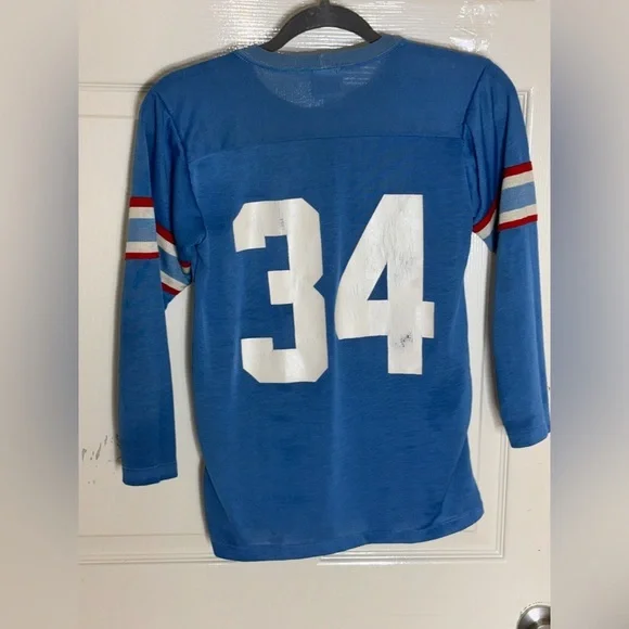 Rawlings - NFL - Sky Blue Oilers 34 - Football Jersey - Size: 14-16 Youth - Picture 2 of 5